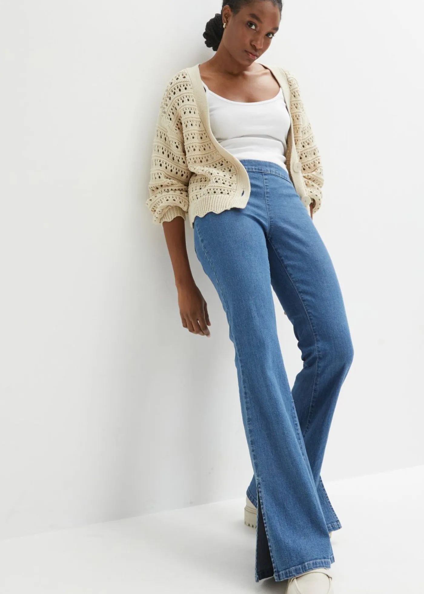 New Chaqueta de punto ajour de algodón puro Mujer Jerséis|Ropa De Punto