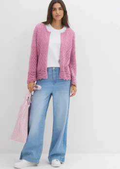 Hot Chaqueta de punto ajour de algodón puro Mujer Jerséis|Novedades