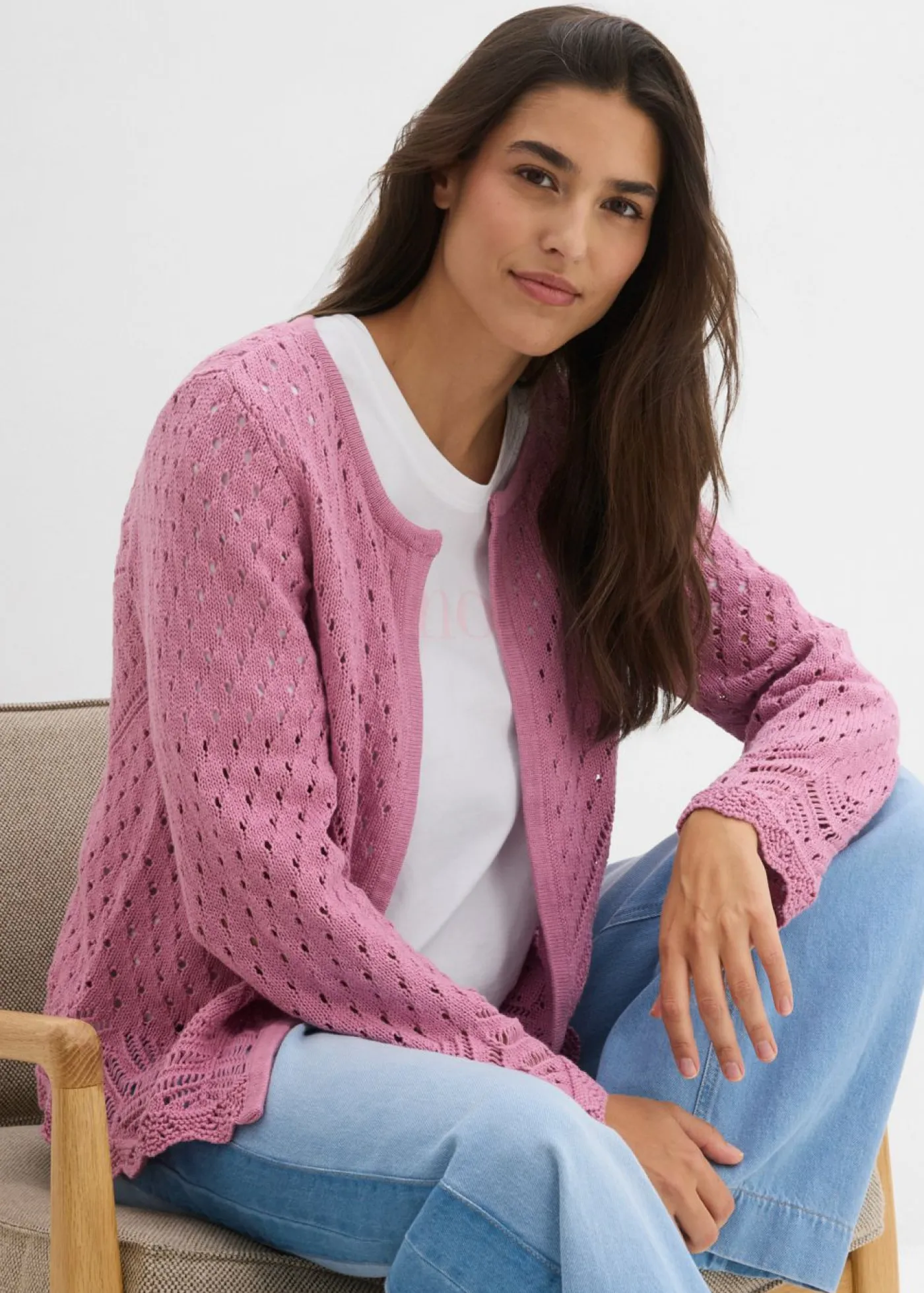 Hot Chaqueta de punto ajour de algodón puro Mujer Jerséis|Novedades