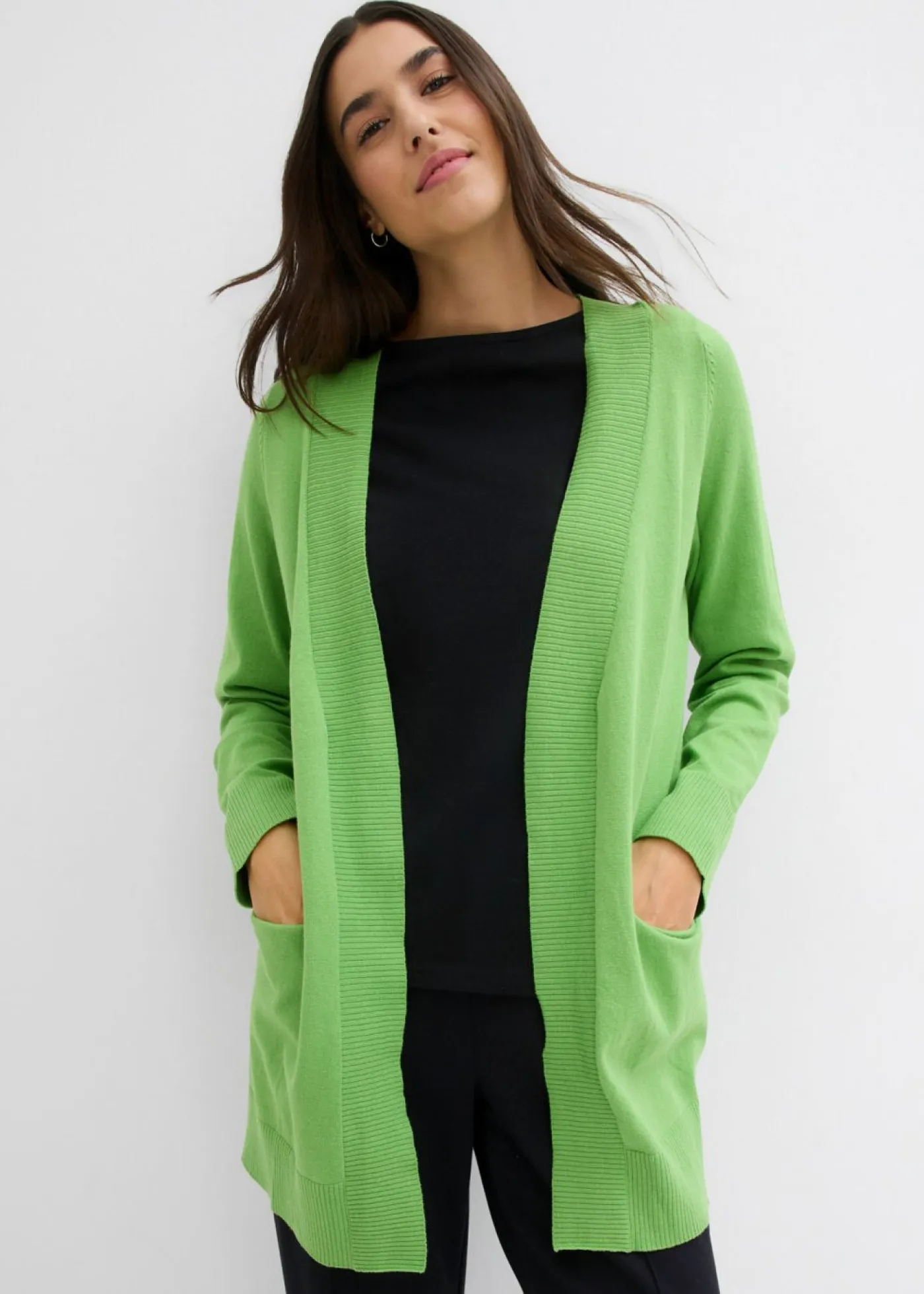 New Chaqueta de punto con bolsillos y manga larga Mujer Básicos|Jerséis