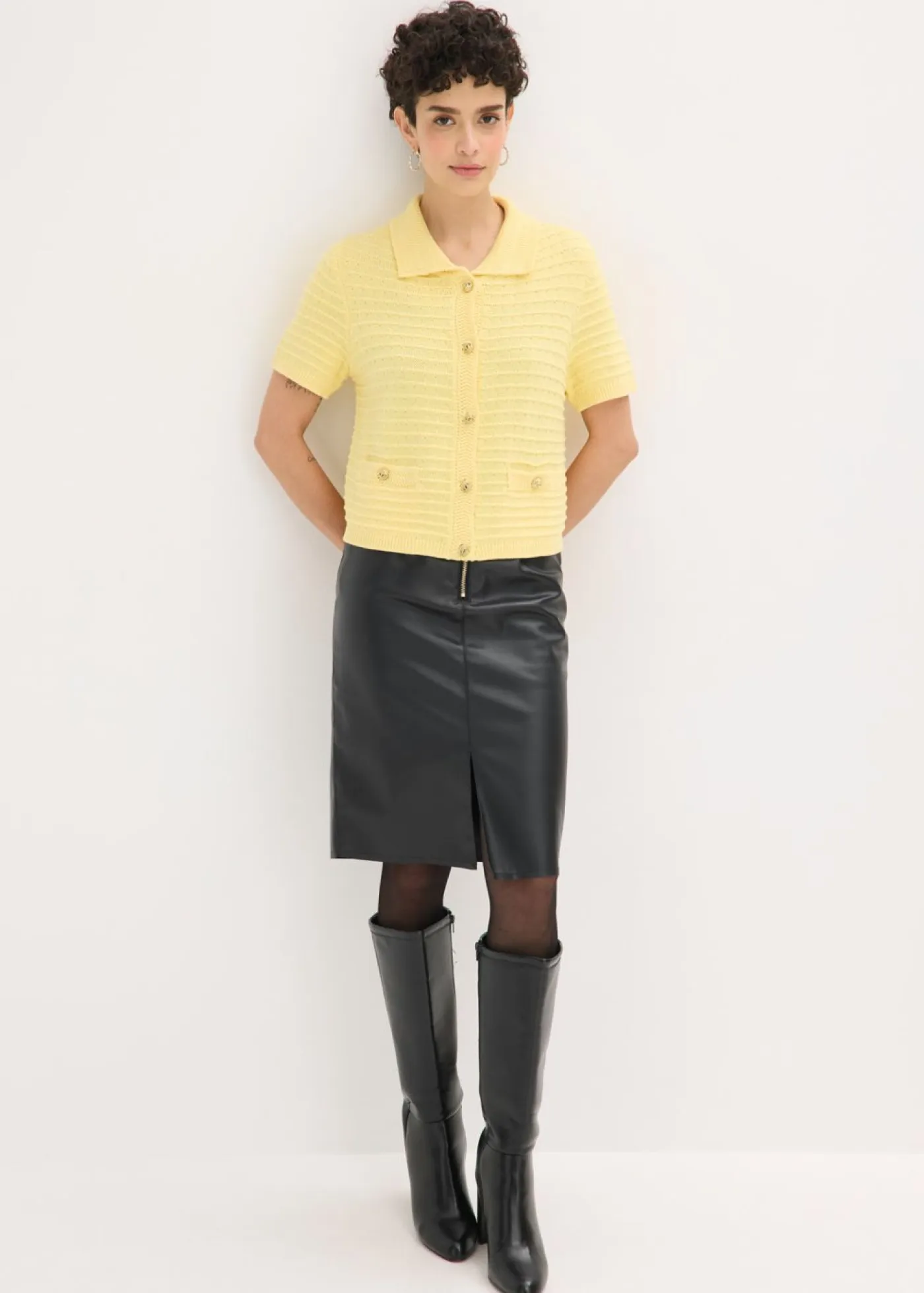 Chaqueta de punto con botones decorativos Mujer Jerséis|Ropa De Punto