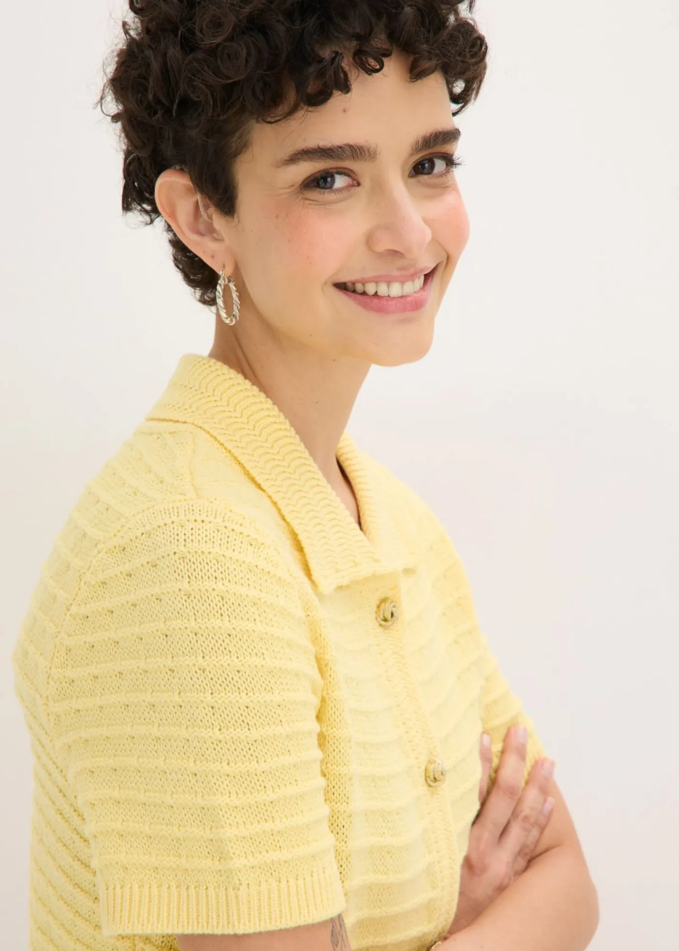 Chaqueta de punto con botones decorativos Mujer Jerséis|Ropa De Punto