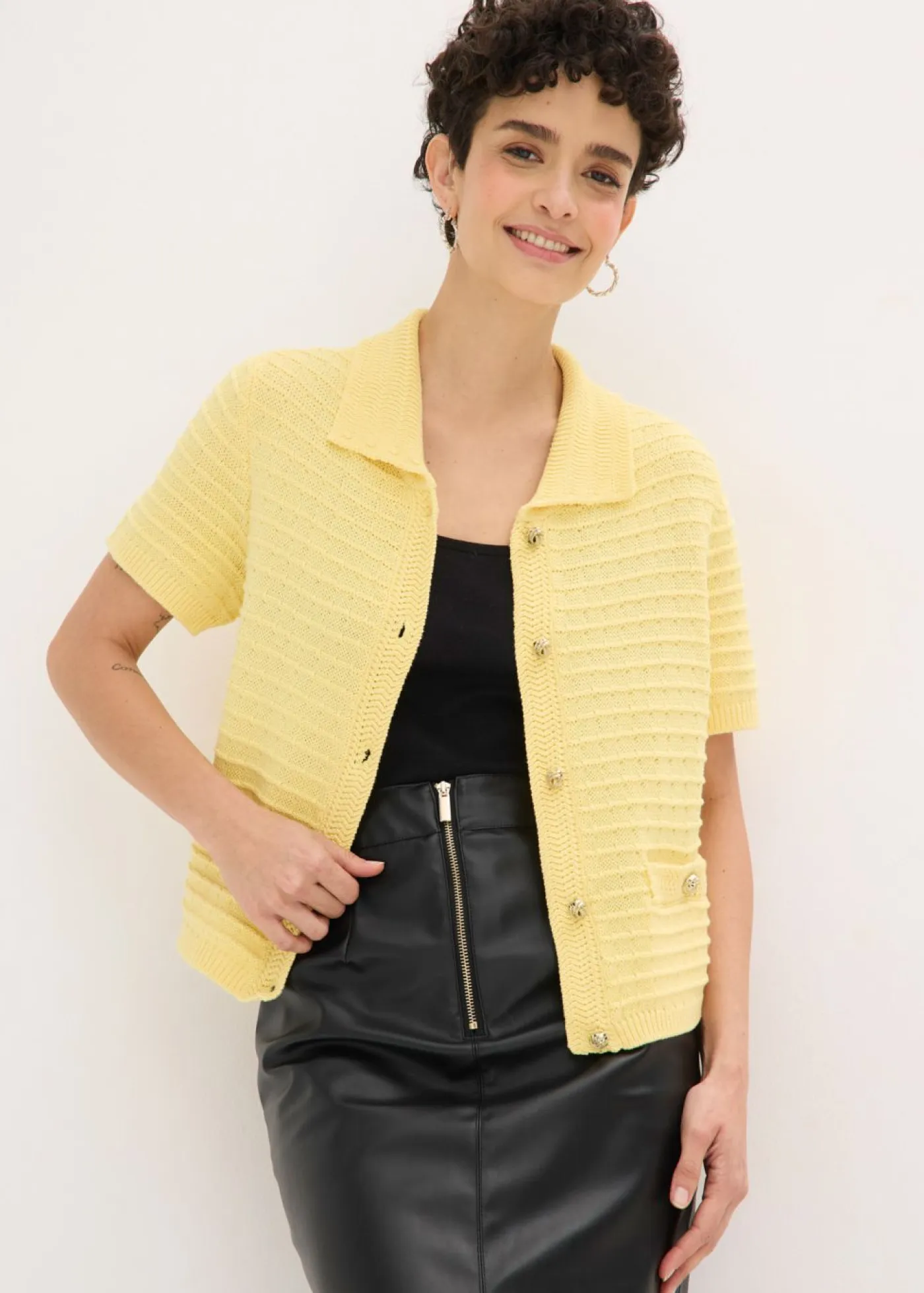 Chaqueta de punto con botones decorativos Mujer Jerséis|Ropa De Punto