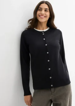 Online Chaqueta de punto con cuello redondo Mujer Básicos|Jerséis