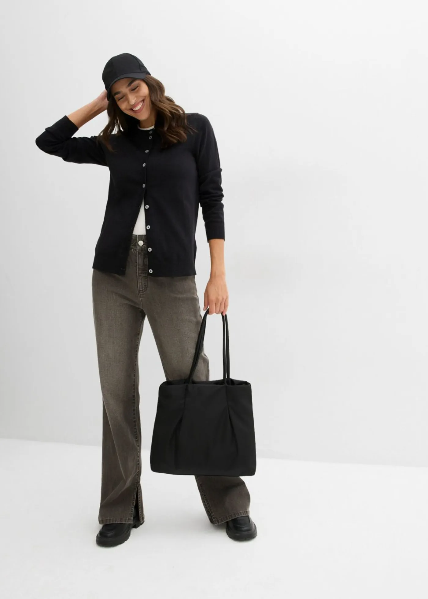 Online Chaqueta de punto con cuello redondo Mujer Básicos|Jerséis