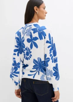 Online Chaqueta de punto con estampado de flores Mujer Jerséis|Ropa De Punto