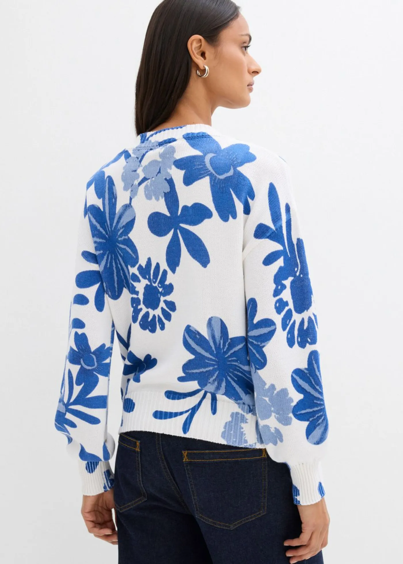 Online Chaqueta de punto con estampado de flores Mujer Jerséis|Ropa De Punto