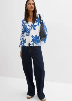 Online Chaqueta de punto con estampado de flores Mujer Jerséis|Ropa De Punto