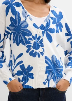 Online Chaqueta de punto con estampado de flores Mujer Jerséis|Ropa De Punto