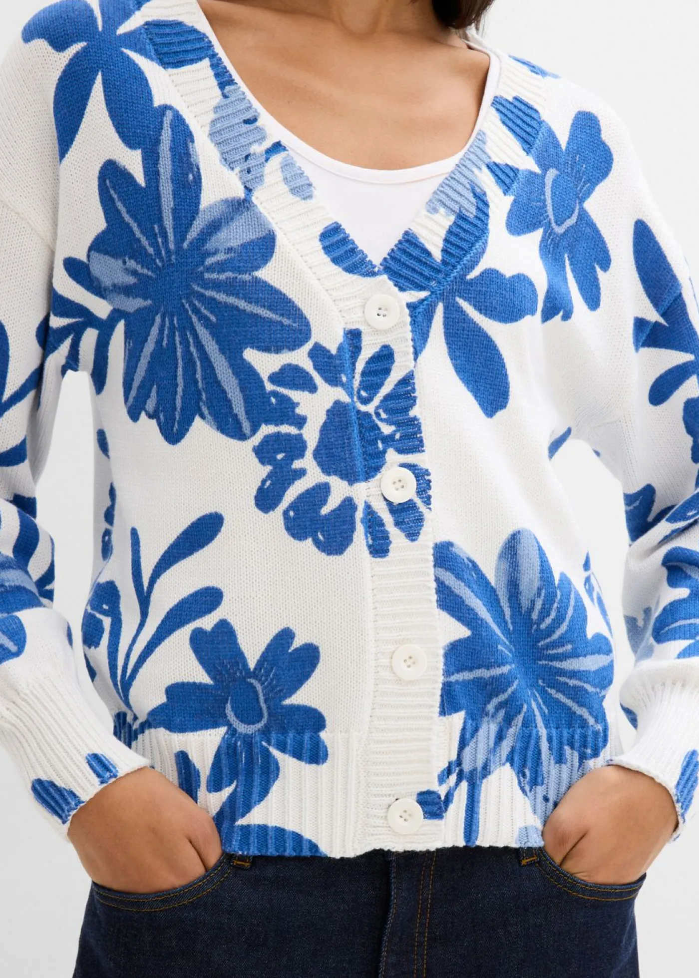 Online Chaqueta de punto con estampado de flores Mujer Jerséis|Ropa De Punto