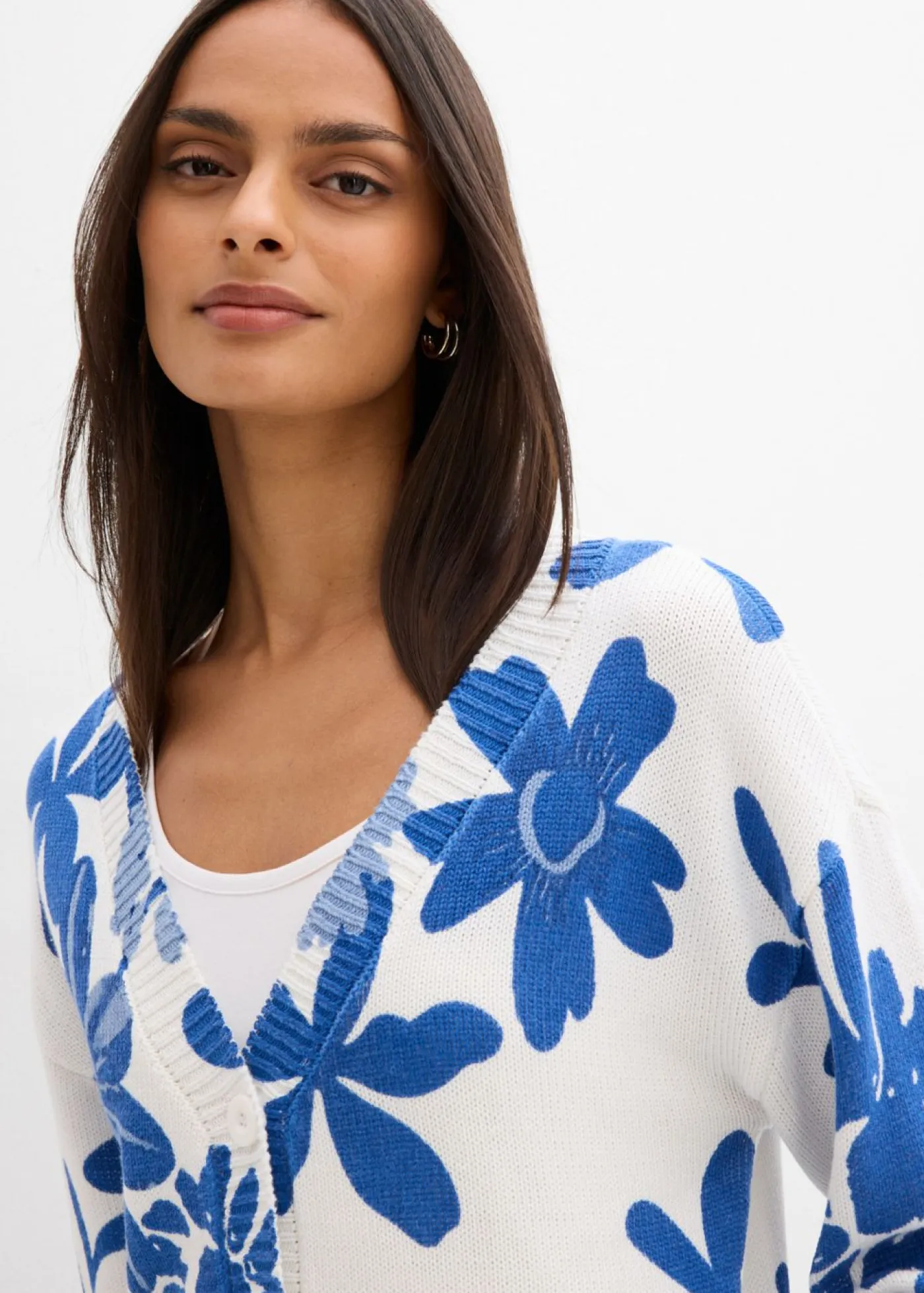 Online Chaqueta de punto con estampado de flores Mujer Jerséis|Ropa De Punto