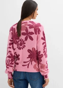 Chaqueta de punto con estampado de flores Mujer Jerséis|Ropa De Punto