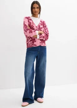 Chaqueta de punto con estampado de flores Mujer Jerséis|Ropa De Punto
