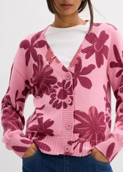 Chaqueta de punto con estampado de flores Mujer Jerséis|Ropa De Punto