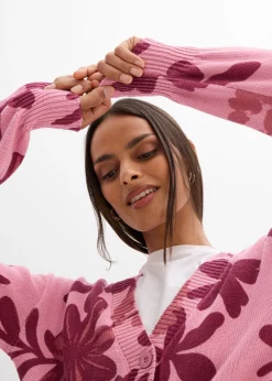 Chaqueta de punto con estampado de flores Mujer Jerséis|Ropa De Punto
