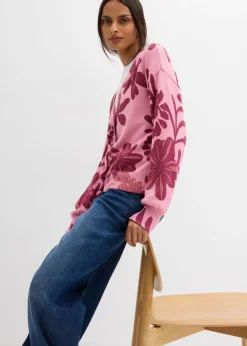 Chaqueta de punto con estampado de flores Mujer Jerséis|Ropa De Punto