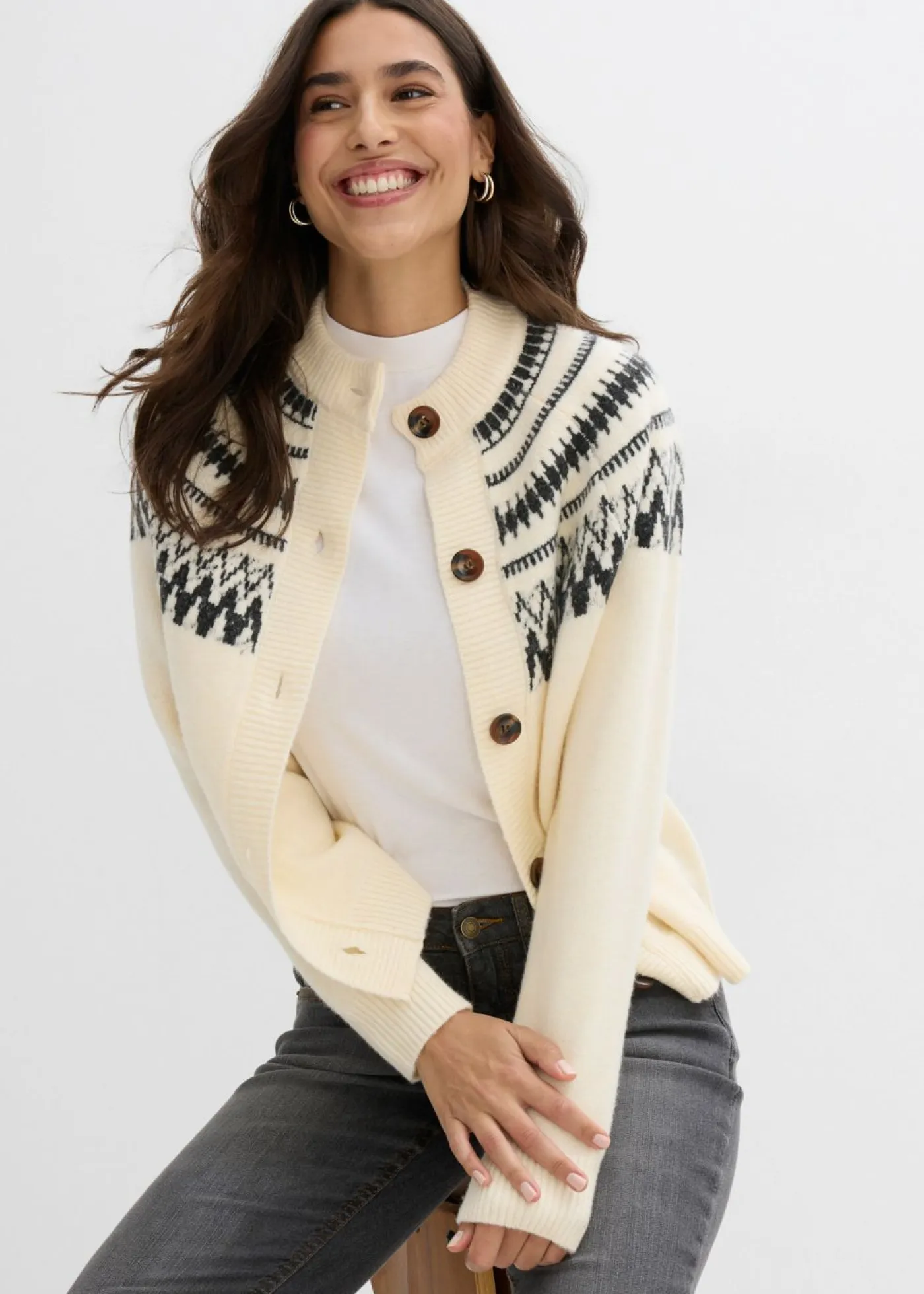 Outlet Chaqueta de punto con patrón nórdico Mujer Jerséis