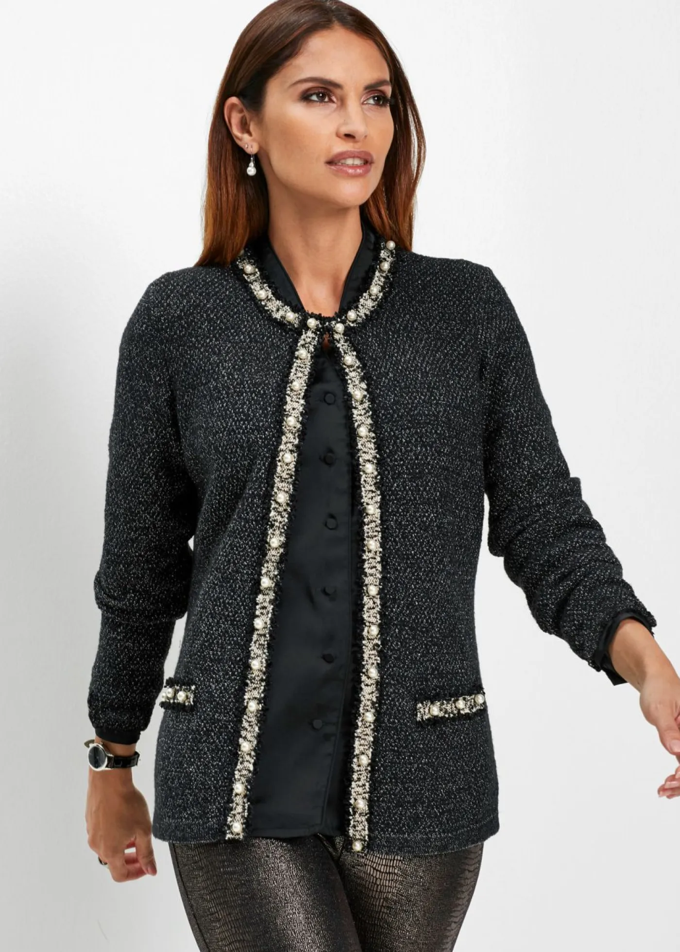 Sale Chaqueta de punto con perlas Mujer Jerséis|Ropa De Punto