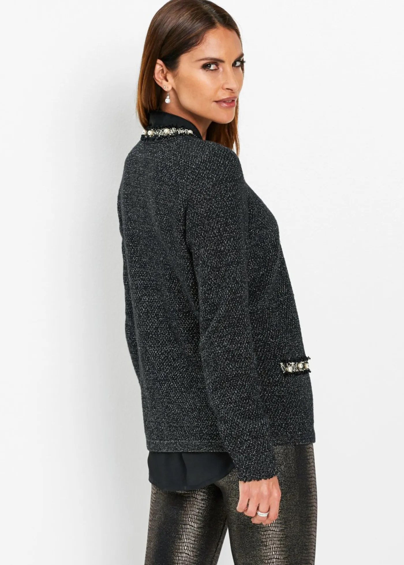 Sale Chaqueta de punto con perlas Mujer Jerséis|Ropa De Punto