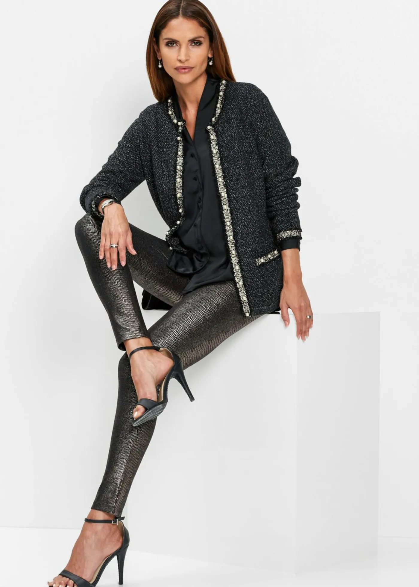 Sale Chaqueta de punto con perlas Mujer Jerséis|Ropa De Punto