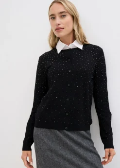 Sale Chaqueta de punto con piedras brillantes Mujer Jerséis|Ropa De Punto