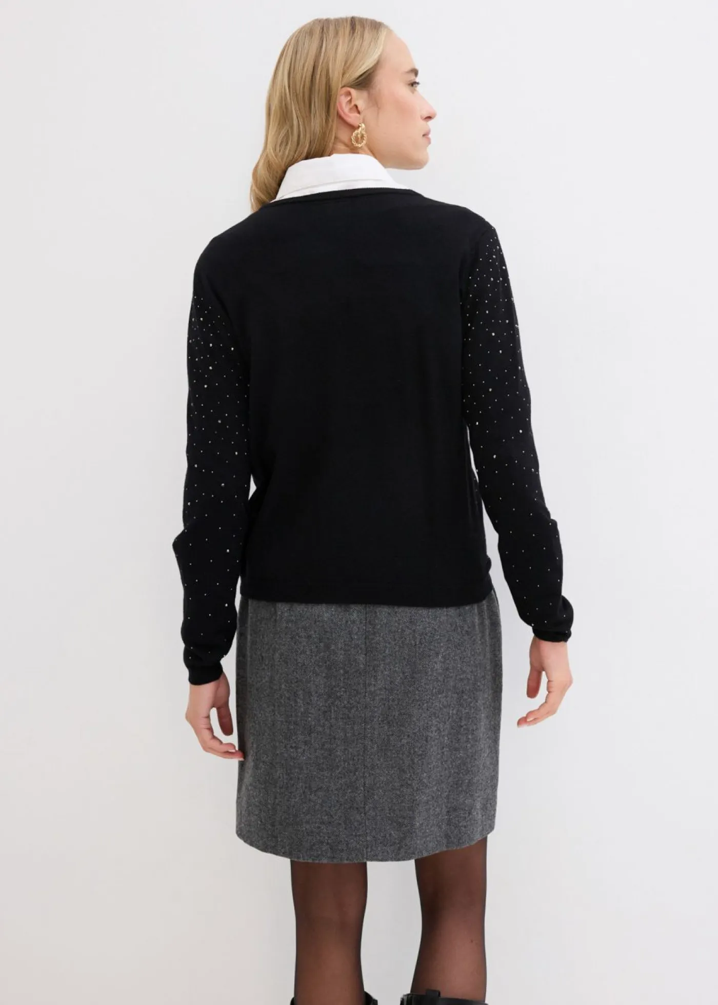 Sale Chaqueta de punto con piedras brillantes Mujer Jerséis|Ropa De Punto