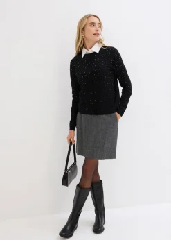Sale Chaqueta de punto con piedras brillantes Mujer Jerséis|Ropa De Punto