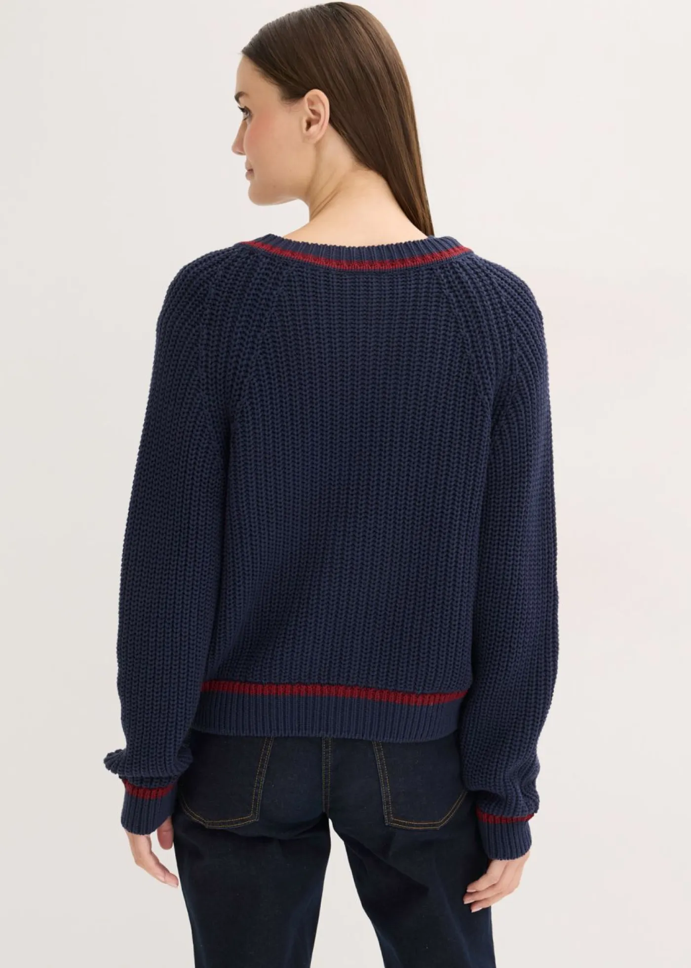 Clearance Chaqueta de punto con rayas en contraste Mujer Jerséis|Ropa De Punto