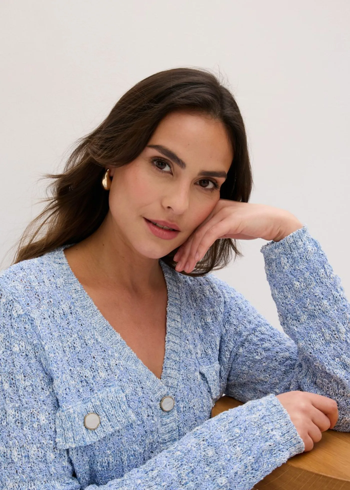 Online Chaqueta de punto de bouclé Mujer Jerséis|Novedades