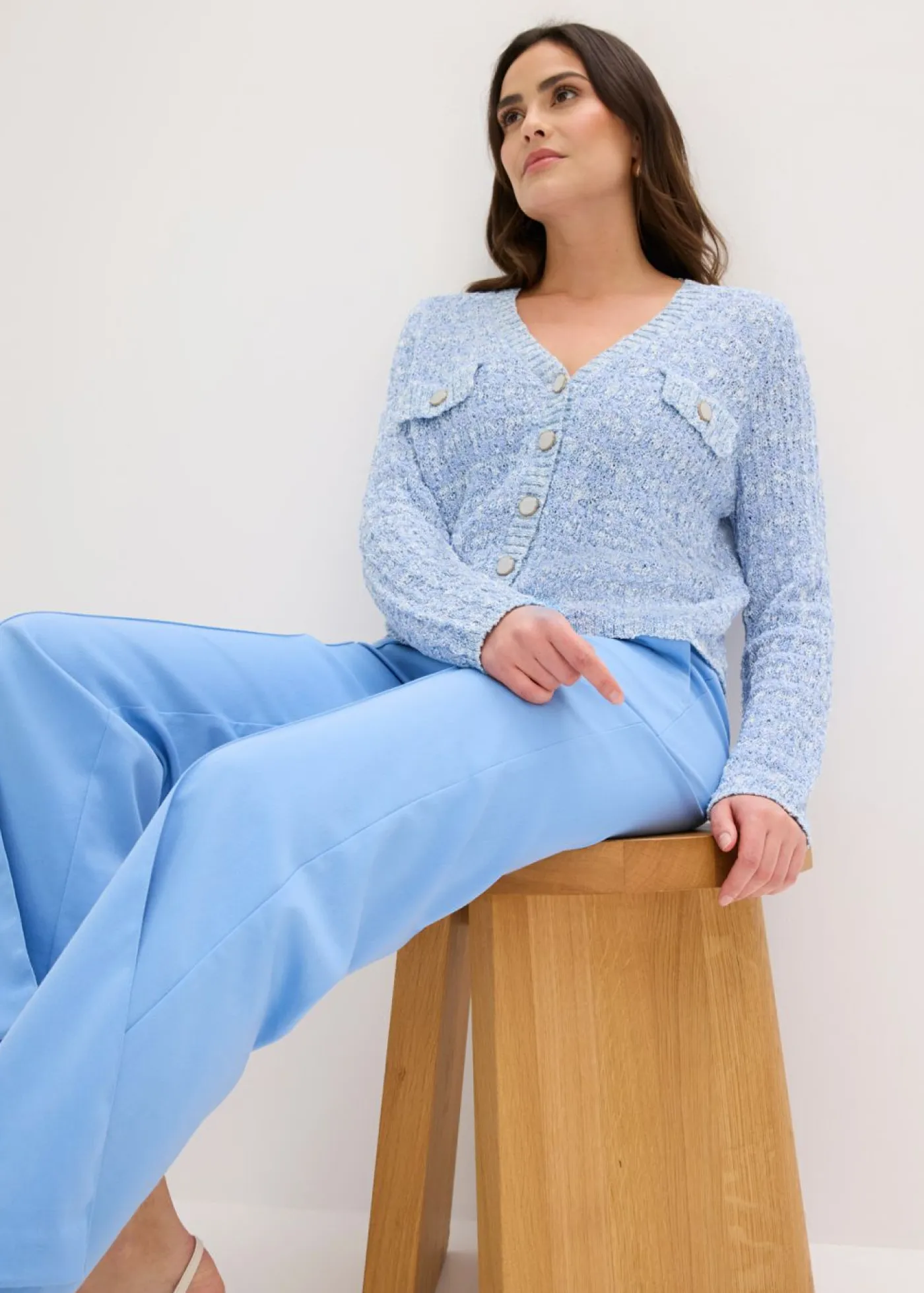 Online Chaqueta de punto de bouclé Mujer Jerséis|Novedades