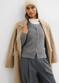 Chaqueta de punto de mezcla de lana con botones decorativos Mujer Esenciales|Jerséis