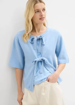 Sale Chaqueta de punto fino con lazo Mujer Jerséis|Novedades