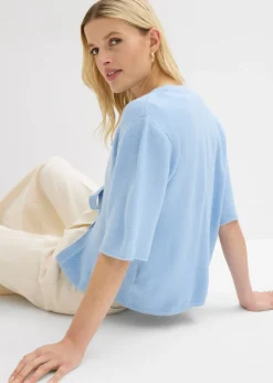 Sale Chaqueta de punto fino con lazo Mujer Jerséis|Novedades