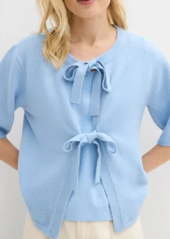 Sale Chaqueta de punto fino con lazo Mujer Jerséis|Novedades
