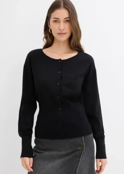 Online Chaqueta de punto fino con cuello redondo Mujer Jerséis|Novedades