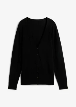 Chaqueta de punto fino con botones Mujer Básicos|Jerséis