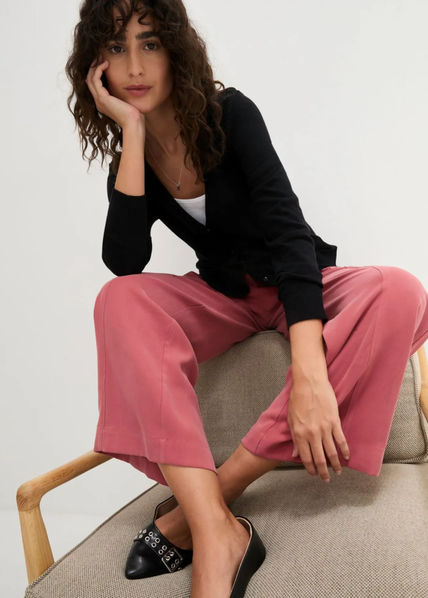 Chaqueta de punto fino con botones Mujer Básicos|Jerséis