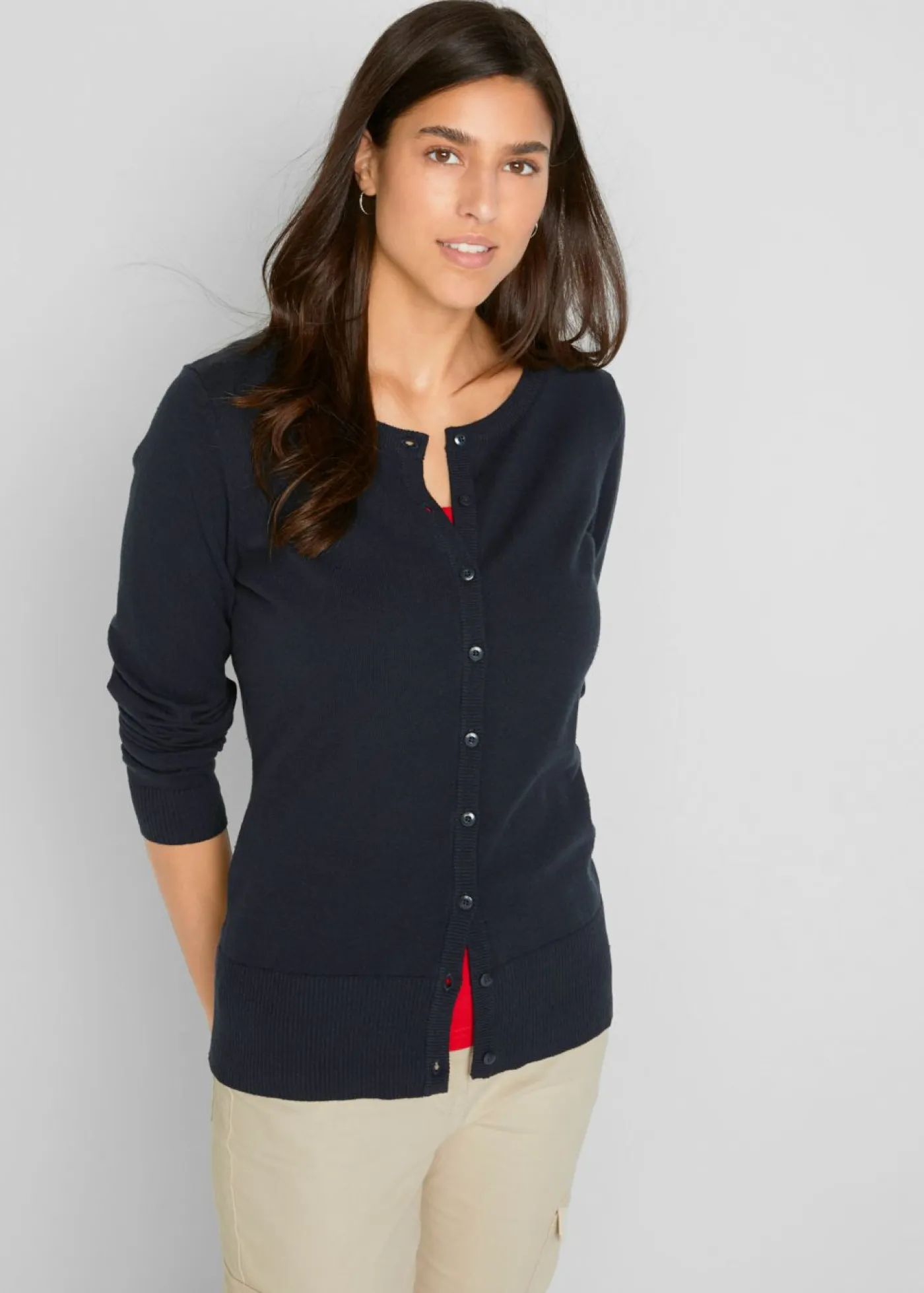Best Chaqueta de punto fino con algodón reciclado Mujer Básicos|Jerséis