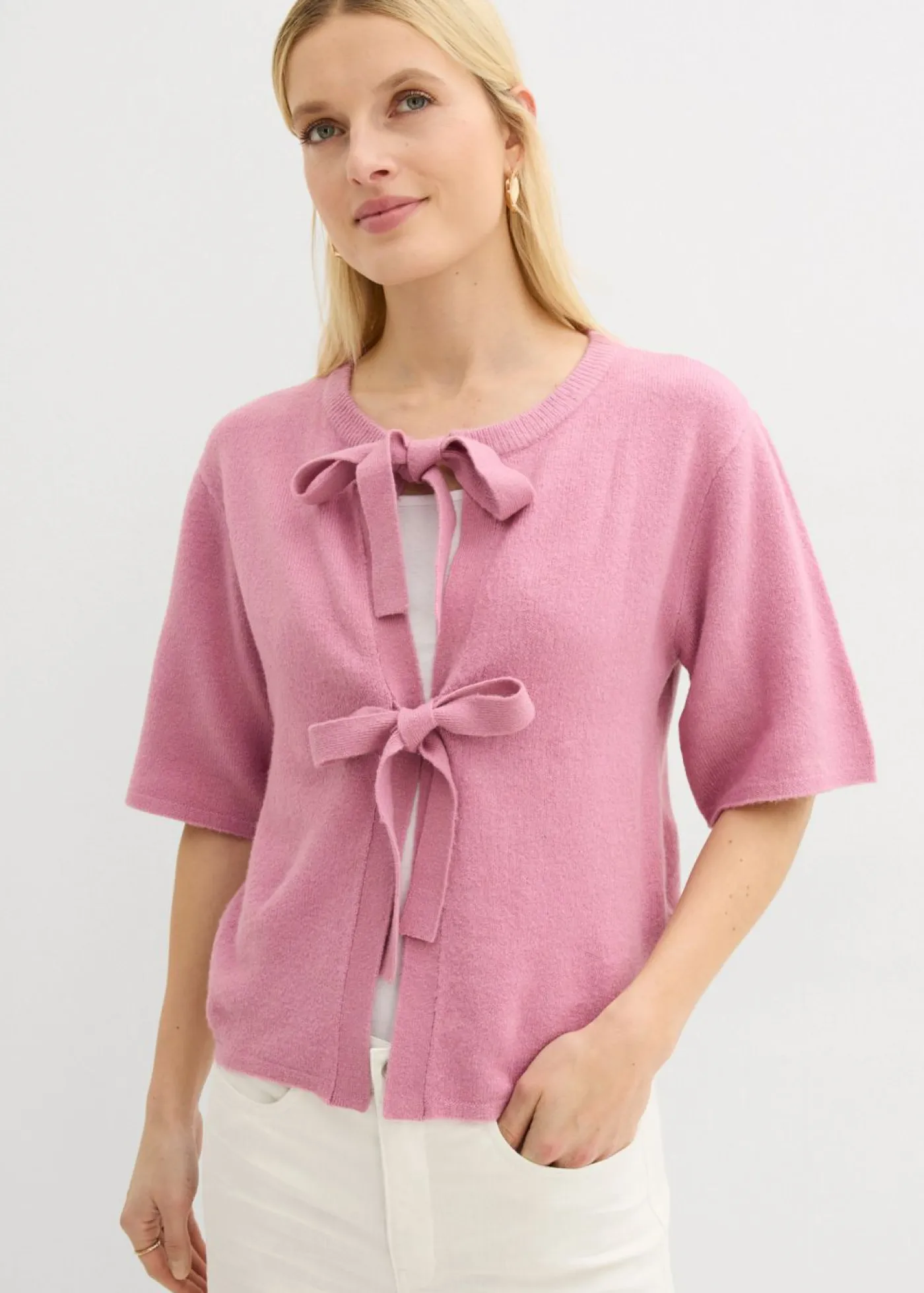 Online Chaqueta de punto fino con lazo Mujer Jerséis|Novedades