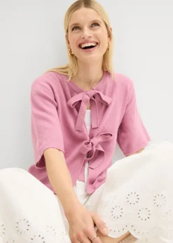Online Chaqueta de punto fino con lazo Mujer Jerséis|Novedades