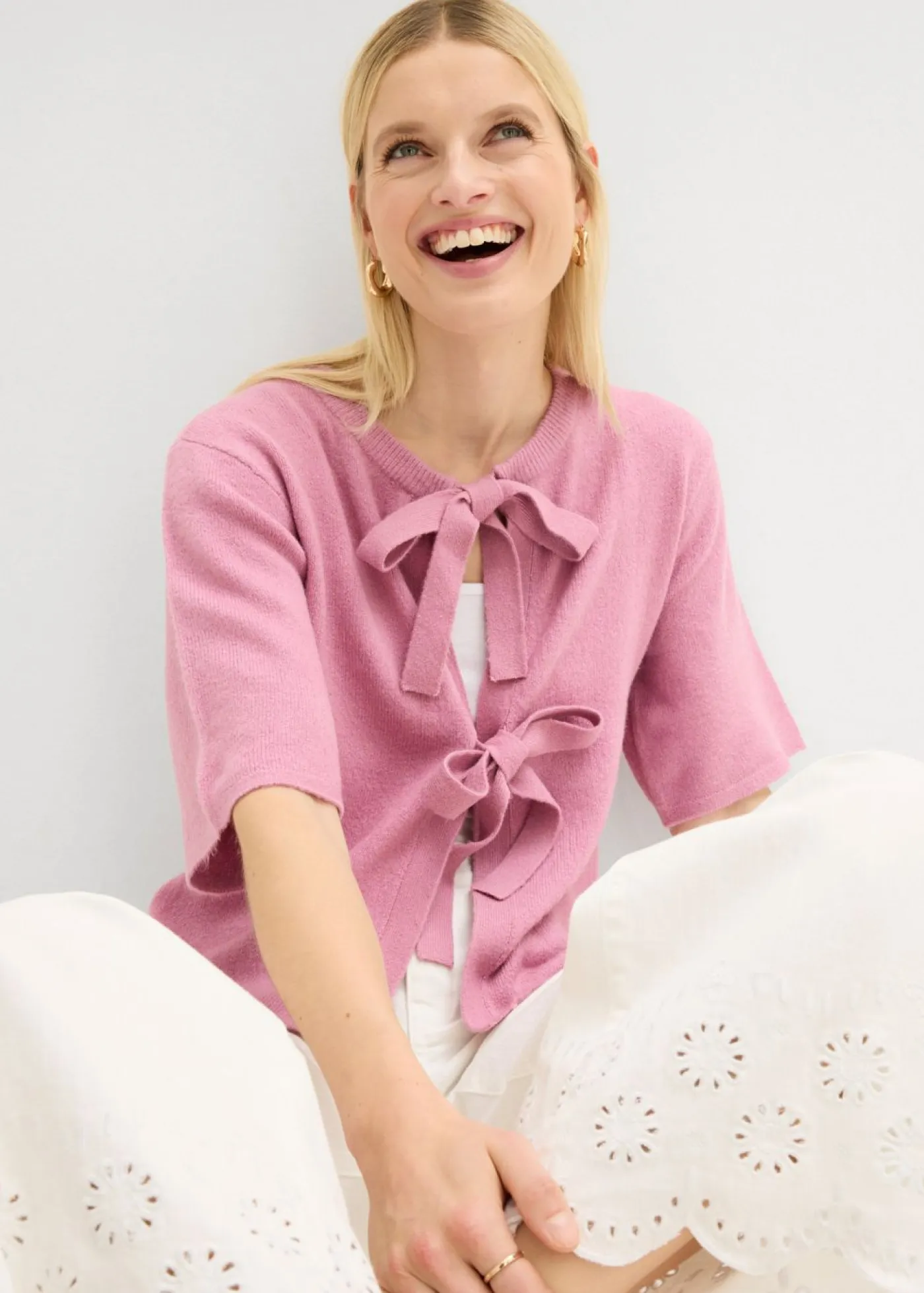 Online Chaqueta de punto fino con lazo Mujer Jerséis|Novedades