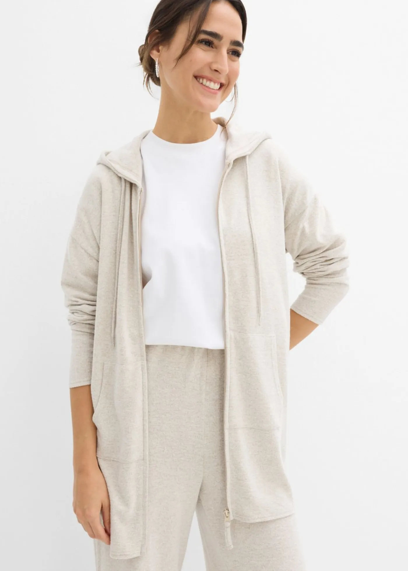 Outlet Chaqueta de punto fino de mezcla de viscosa con aspecto de punto Mujer Básicos|Camisetas