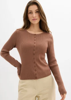 Outlet Chaqueta de punto fino de mezcla de viscosa suave Mujer Jerséis|Novedades