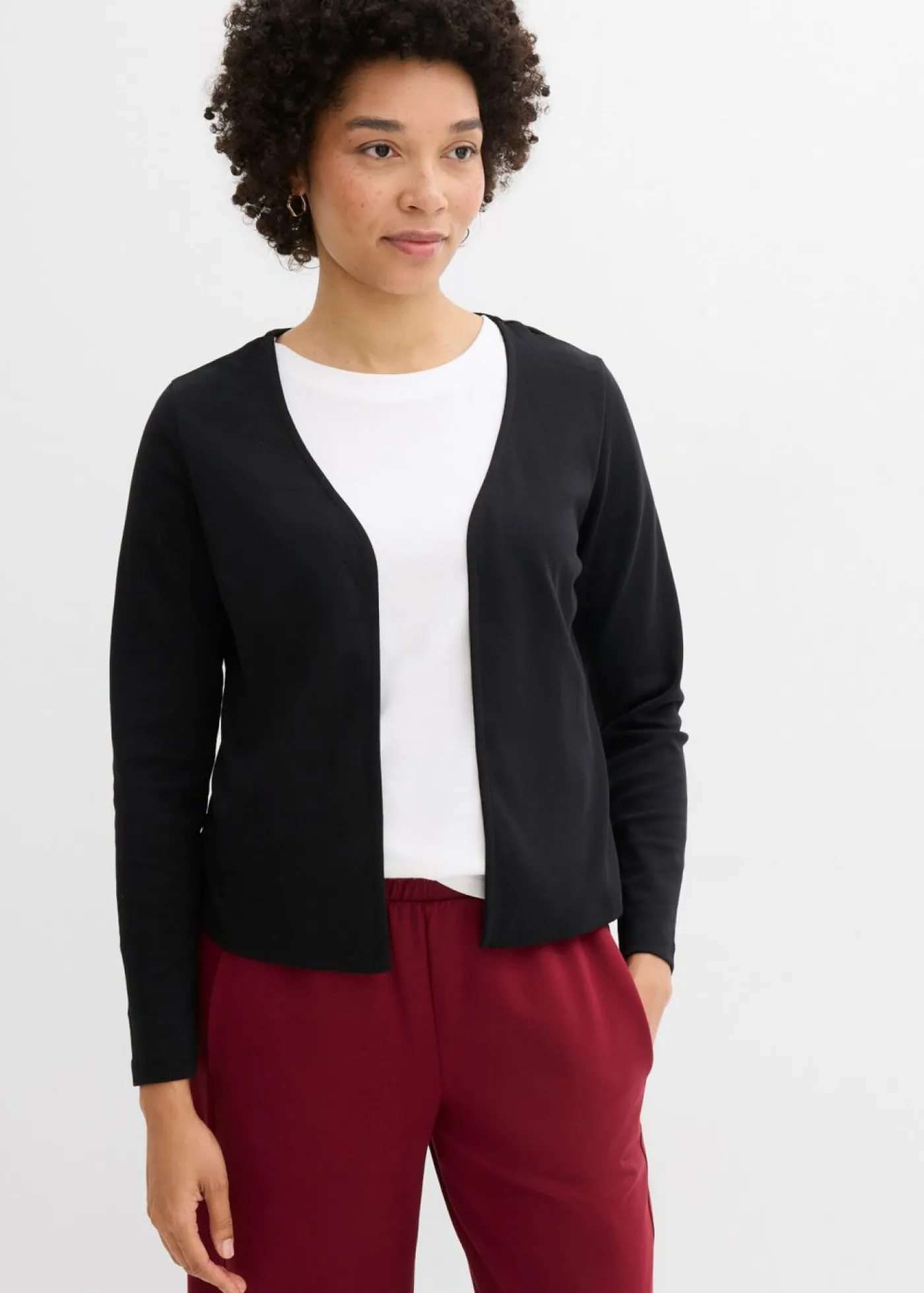 Chaqueta de punto grueso de algodón orgánico puro Mujer Básicos|Camisetas