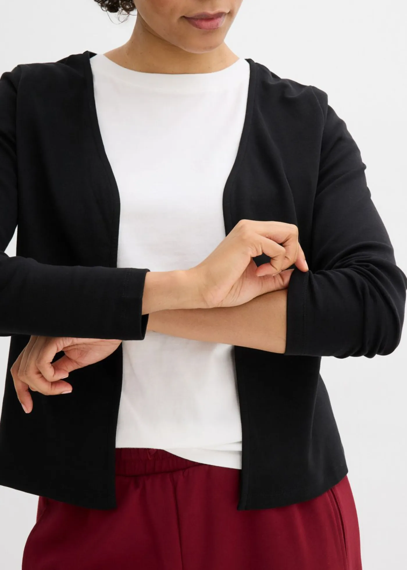 Chaqueta de punto grueso de algodón orgánico puro Mujer Básicos|Camisetas