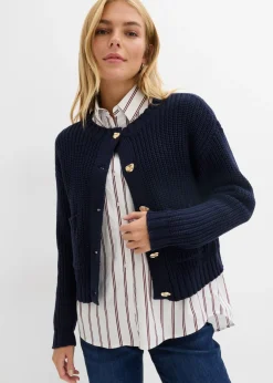New Chaqueta de punto grueso con botones con efecto martillado Mujer Jerséis|Ropa De Punto