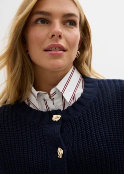 New Chaqueta de punto grueso con botones con efecto martillado Mujer Jerséis|Ropa De Punto