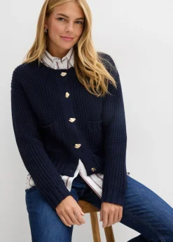 New Chaqueta de punto grueso con botones con efecto martillado Mujer Jerséis|Ropa De Punto