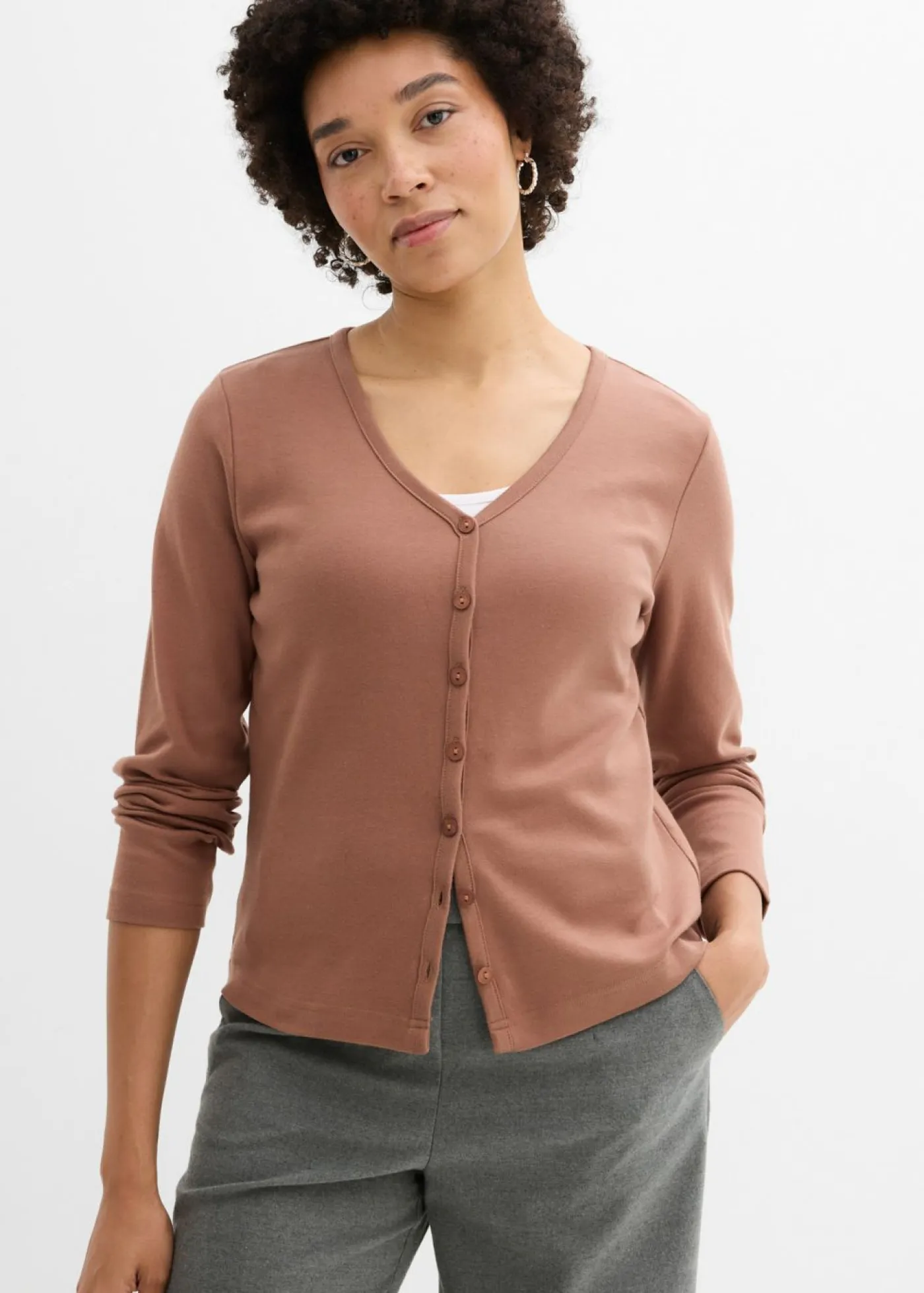 Best Chaqueta de punto grueso de algodón orgánico puro Mujer Básicos|Camisetas