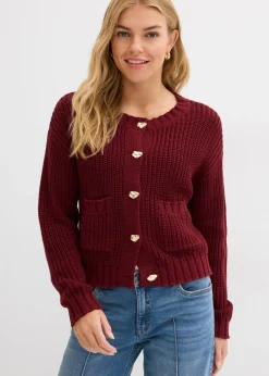 New Chaqueta de punto grueso con botones con efecto martillado Mujer Jerséis|Ropa De Punto